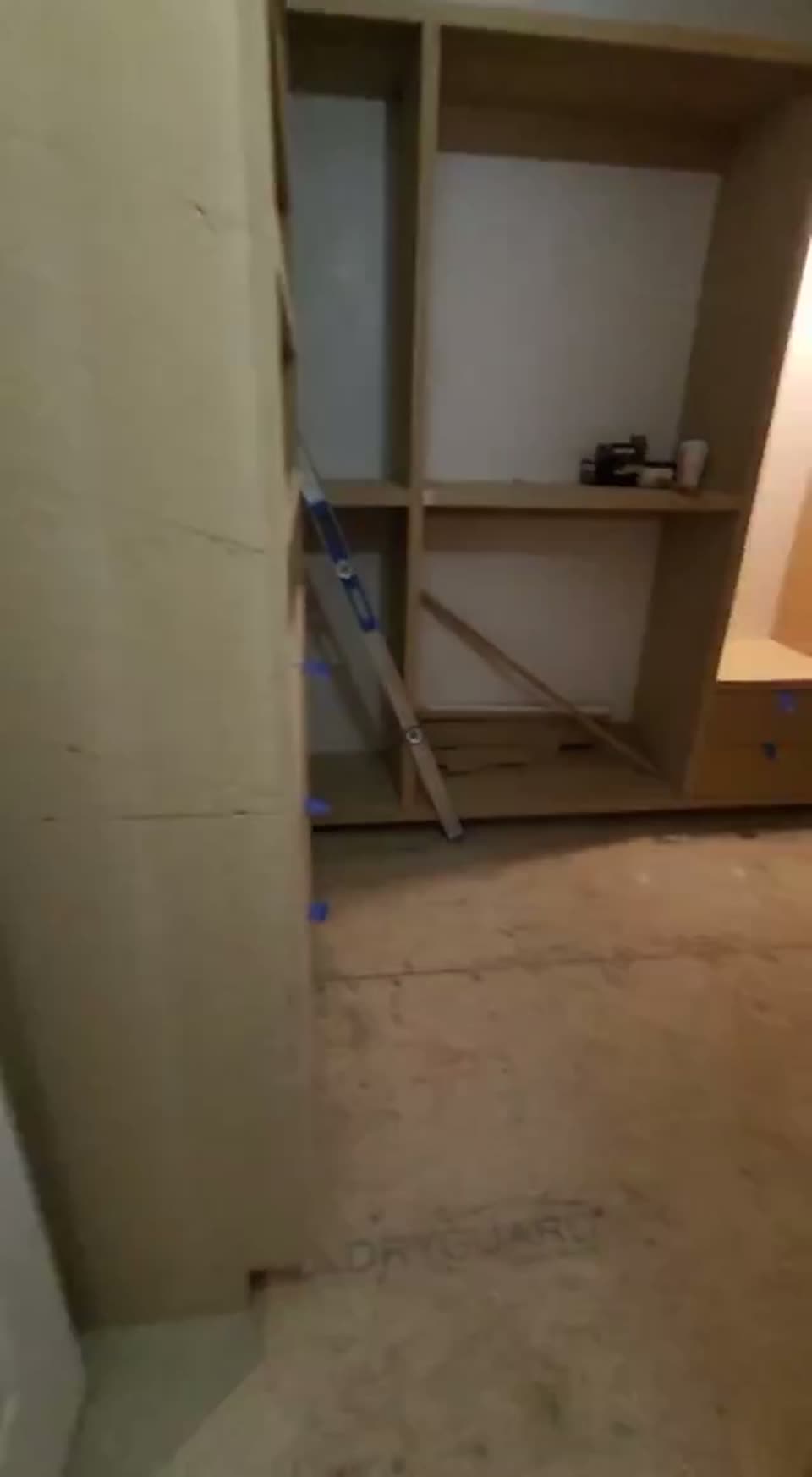 Built-in cabinetry under construction