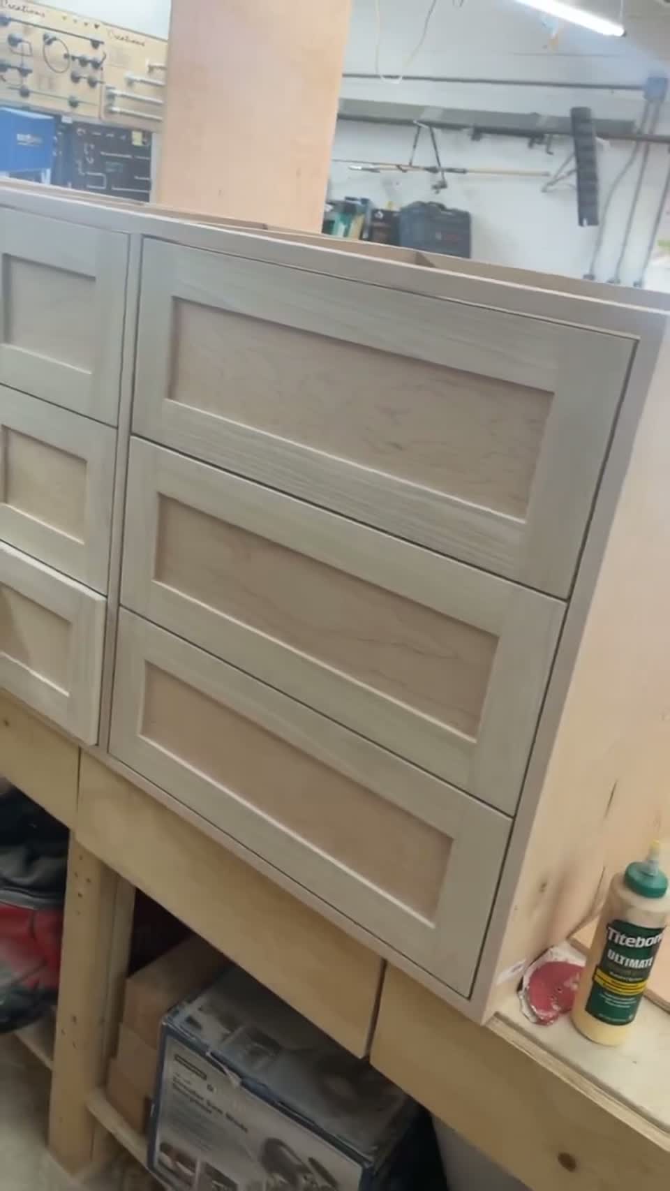 Custom wood drawer boxes in the workshop